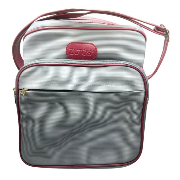 Vintage Zotos Travel Shoulder Bag With Mauve/Pink Trim & Adjustable Strap - Picture 4 of 13